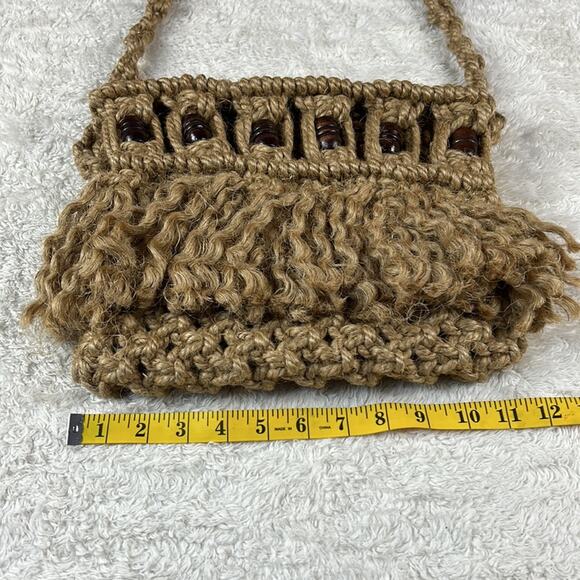 Unbranded Macrame rope and wood bead shoulder bag purse - Picture 5 of 7